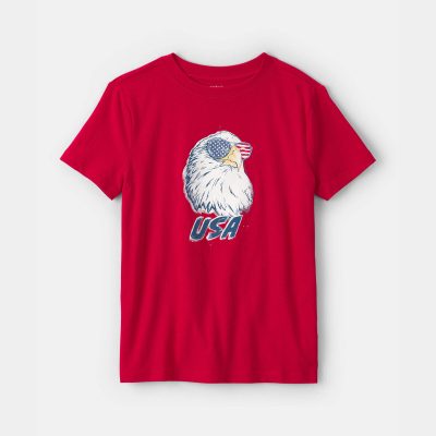 Kids Fourth Of July Eagle Graphic Tee - Red