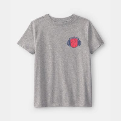 Boys 'Streetball' Basketball Graphic Tee - Grey