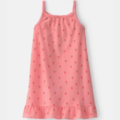Girls Cherry Sleeveless Night Gown - Coral