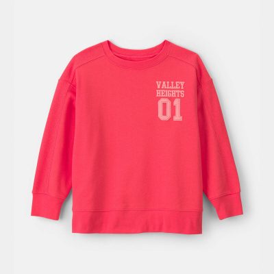 Boys Varsity French Terry Long-Sleeve Pullover Sweatshirt - Coral