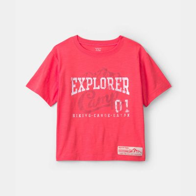 Boys 'Explorer Camp' Graphic Tee - Coral