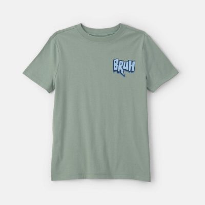 Boys 'Bruh' Graphic Tee - Green