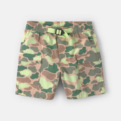 Boys Camo Canvas Cargo Shorts - Green
