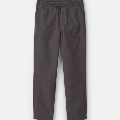 Boys Canvas Pull-On Pants - Grey