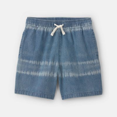 Boys Tie-Dye Denim Shorts - Medium Wash