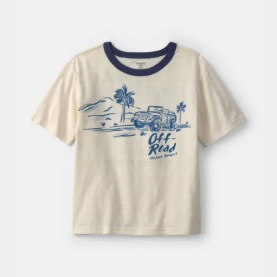Boys 'Off-Road' Car Graphic Tee - Cream