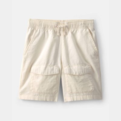 Boys Twill Cargo Shorts - Cream
