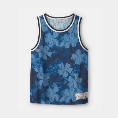 Boys Floral Mesh Muscle Tank - Blue