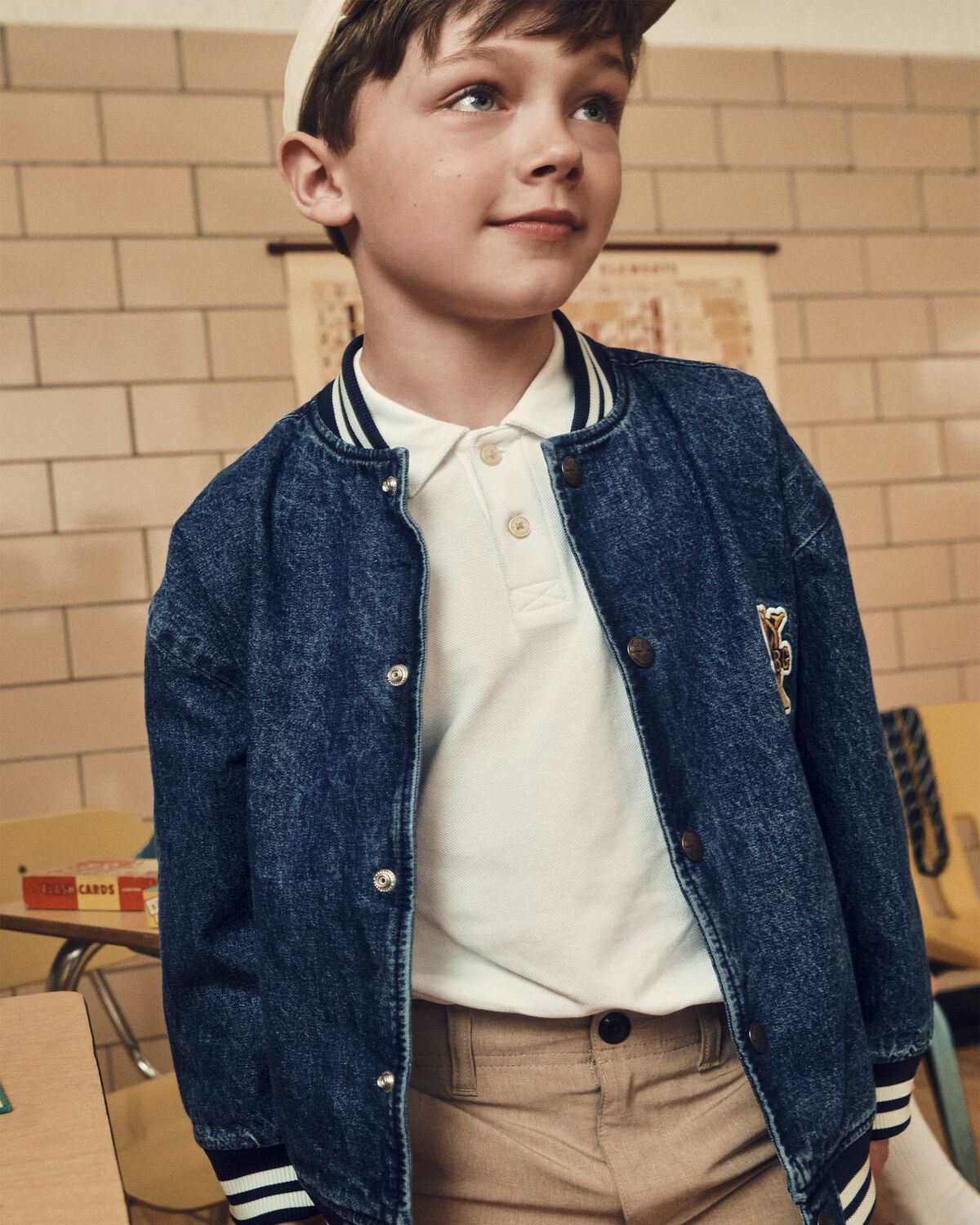 Boys Uniform Piqué Long-Sleeve Polo Shirt - White - Image 2