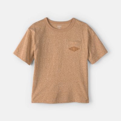 Kids OshKosh Logo Embroidered Pocket Graphic Tee - Tan