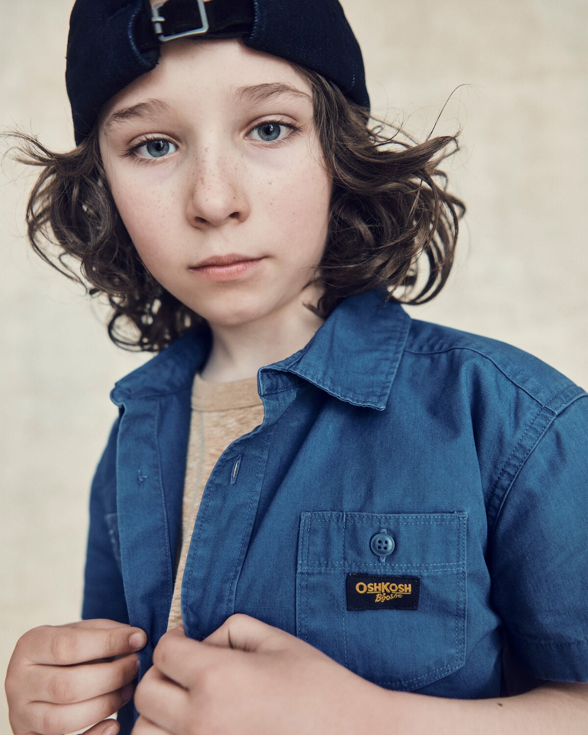 Kids OshKosh Logo Embroidered Pocket Graphic Tee - Tan - Image 2