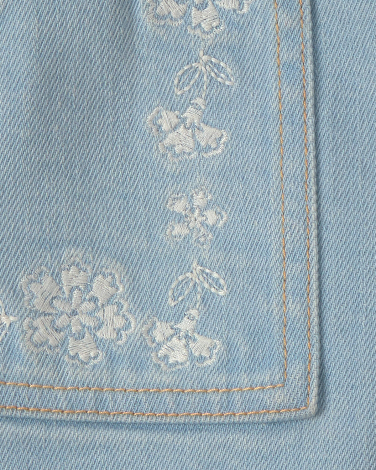 Girls Floral Denim Shorts - Light Wash - Image 3