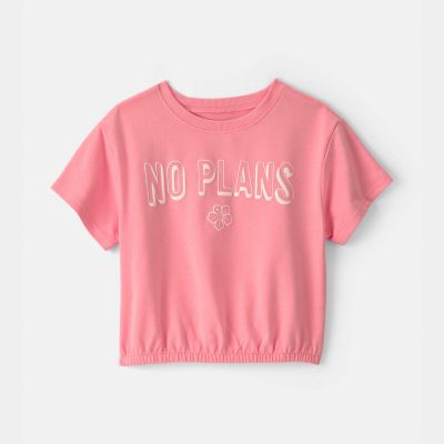 Girls 'No Plans' French Terry Top - Pink