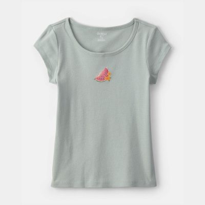 Girls Watermelon Ribbed Tee - Green