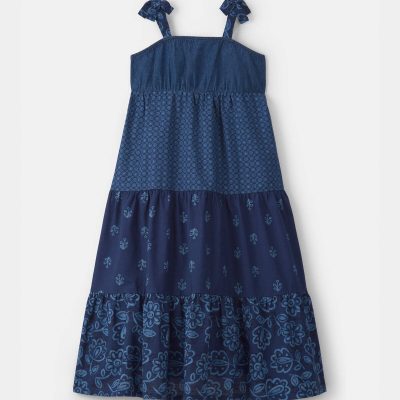 Girls Floral Maxi Dress - Navy