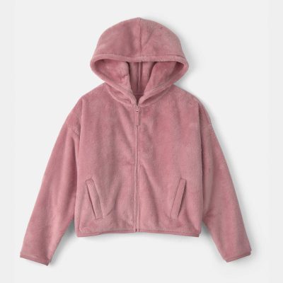 Girls Sherpa Zip-Up Jacket - Pink