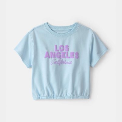 Girls 'Los Angeles' French Terry Top - Blue