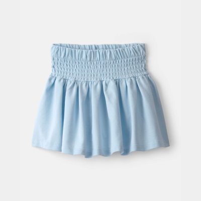 Girls French Terry Smocked Skort - Blue