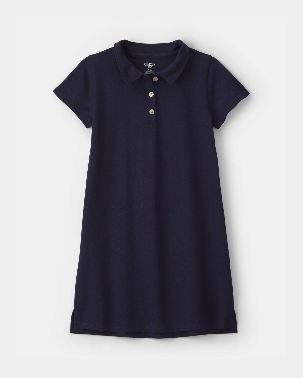 Girls Uniform Piqué Short-Sleeve Dress - Navy