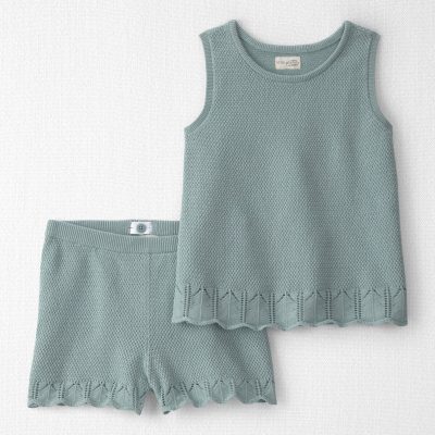 Girls 2-Piece Organic Cotton Knit Top & Short Set