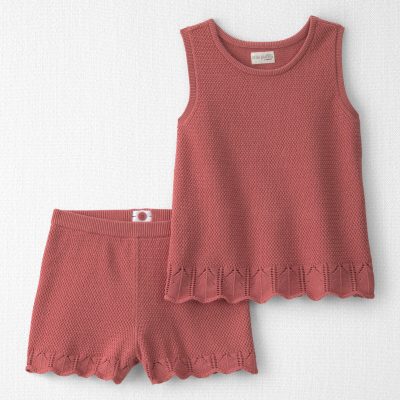 Girls 2-Piece Organic Cotton Knit Top & Short Set