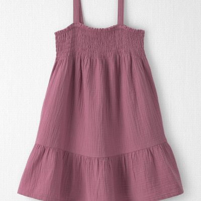 Girls Organic Cotton Smocked Gauze Dress