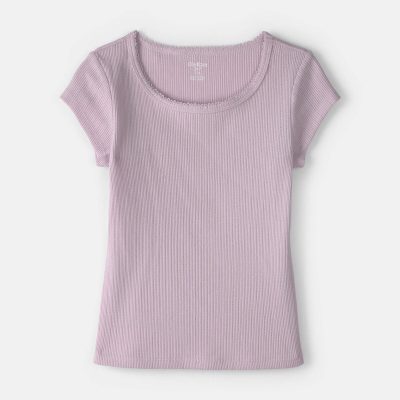 Girls Ribbed Top - Purple
