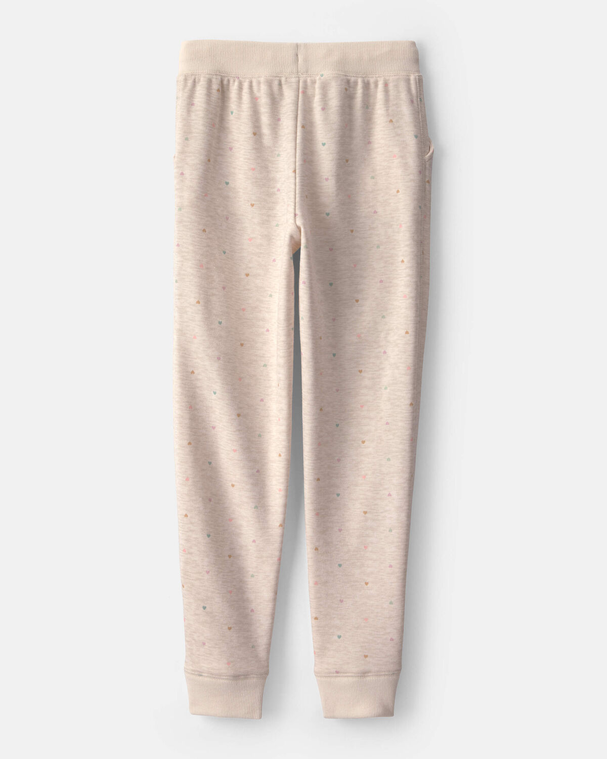 Girls Heart Drawstring Knit Joggers - Cream - Image 2