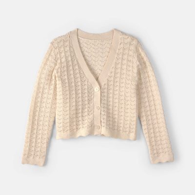 Girls Button-Down Knit Cardigan Sweater - Cream