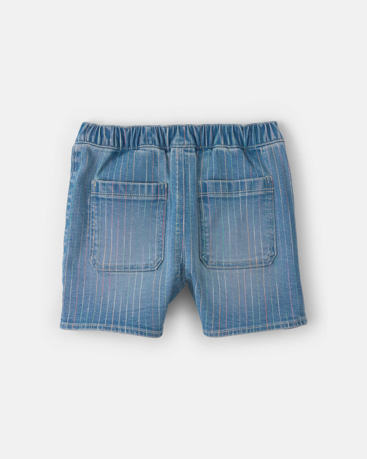 Girls Rainbow Stripe Denim Wrap Skort - Medium Wash - Image 3
