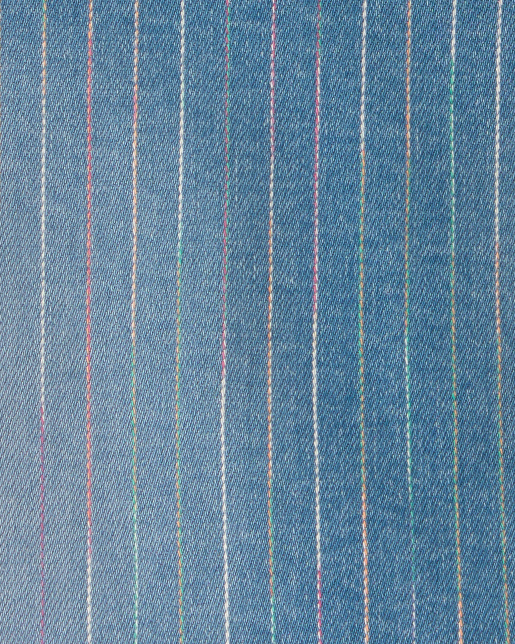Girls Rainbow Stripe Denim Wrap Skort - Medium Wash - Image 5