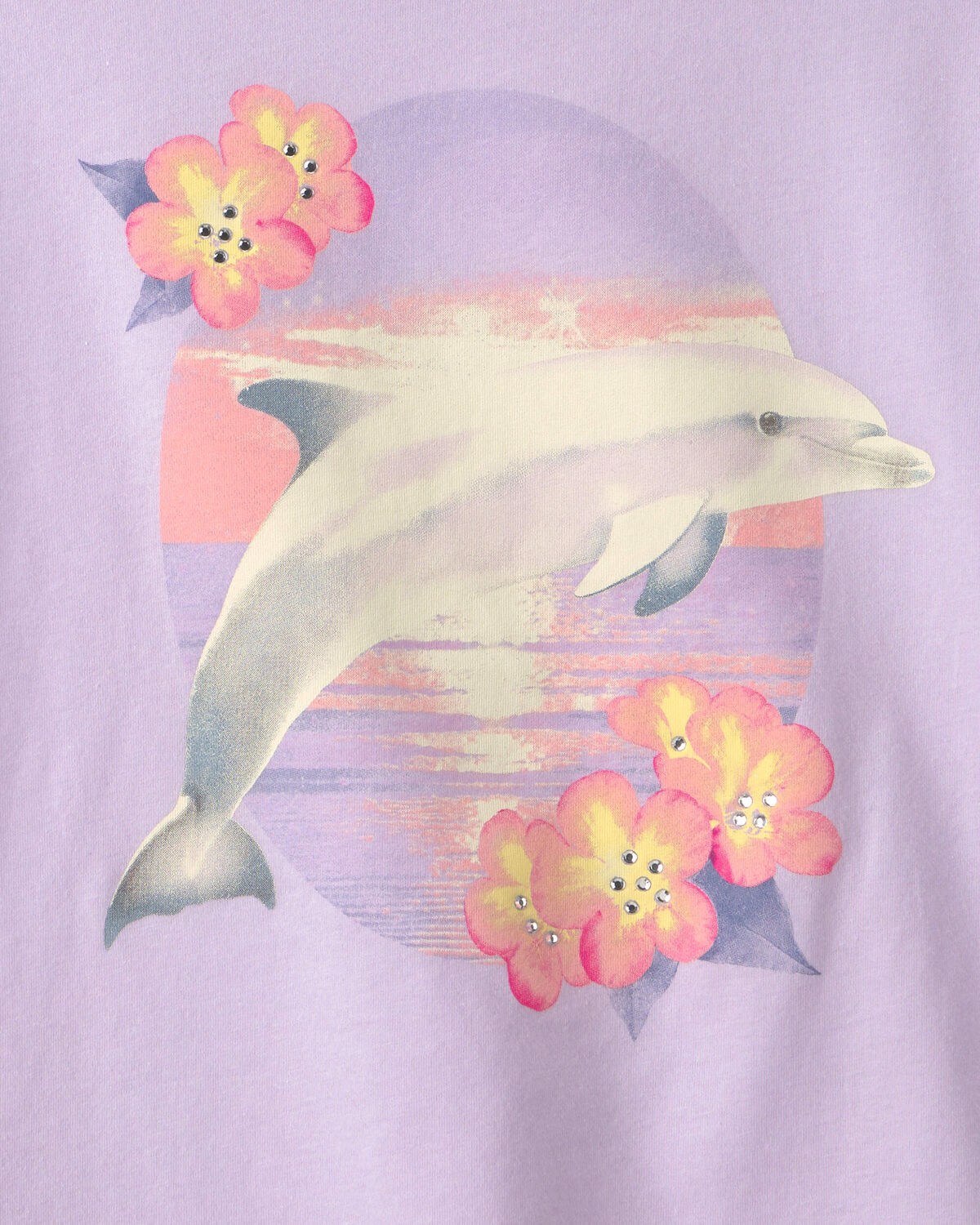Girls Floral Dolphin Oversized Graphic Tee - Purple - Image 3
