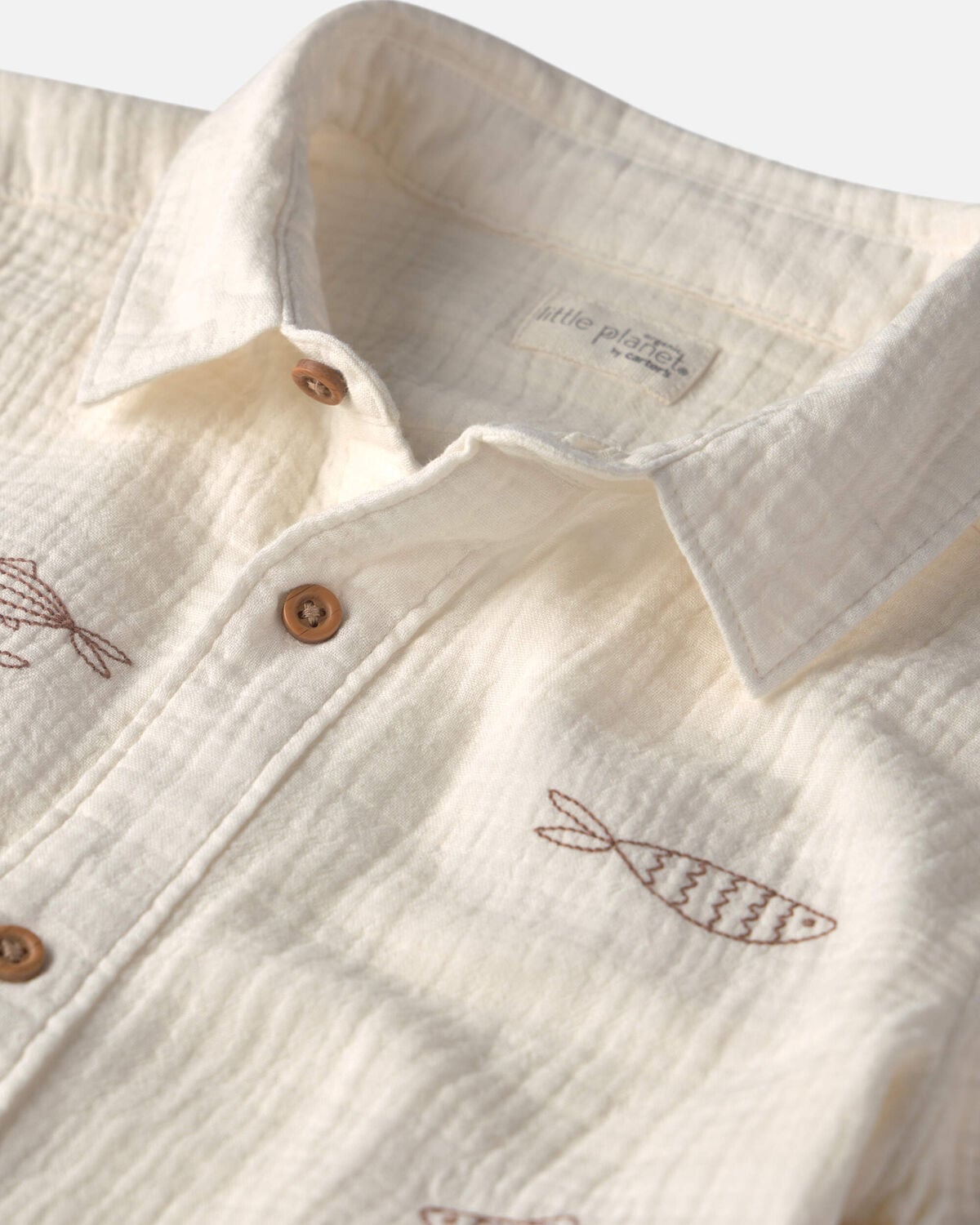 Boys 2-Piece Organic Cotton Gauze Embroidered Top & Short Set - Image 3