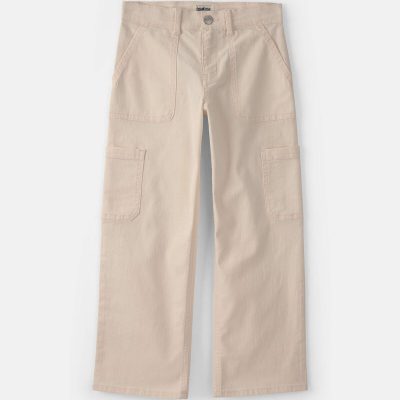 Girls Straight-Leg Cargo Pants - Cream