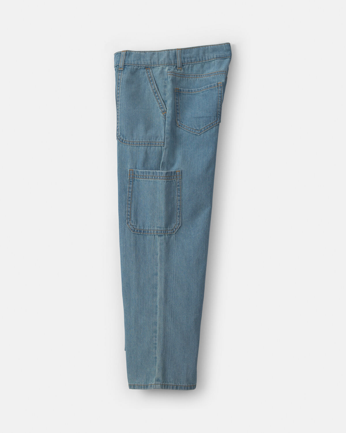 Girls Straight-Leg Cargo Jeans - Medium Wash - Image 3
