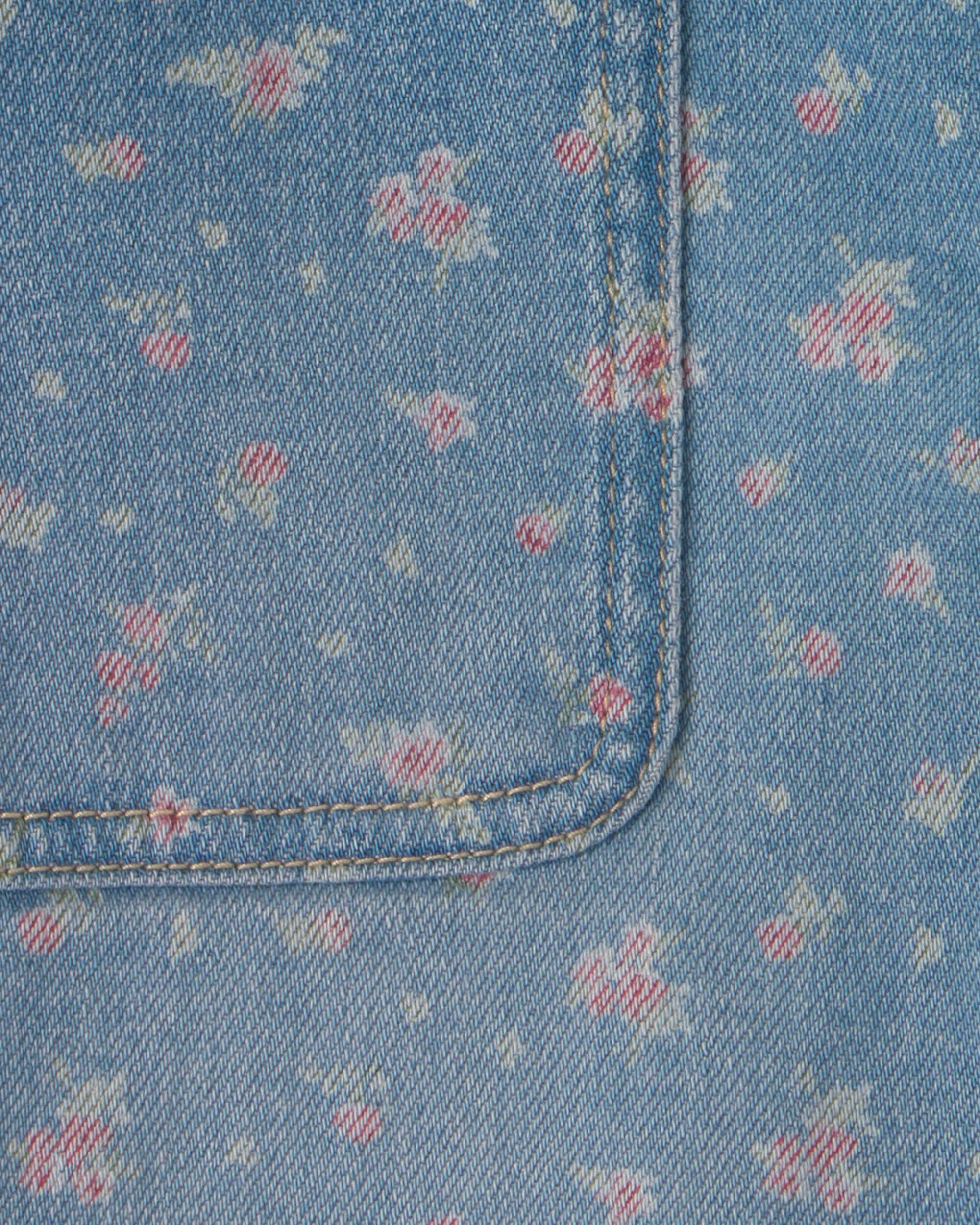 Girls Floral Denim Shorts - Light Wash - Image 4