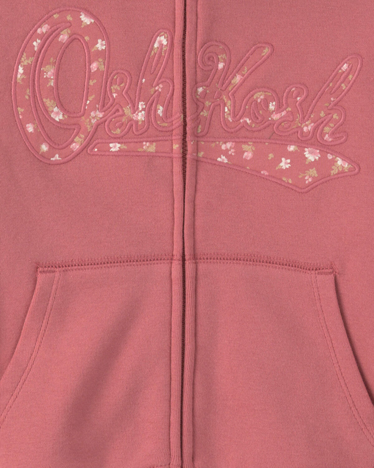 Girls Floral OshKosh Logo Fleece Zip-Up Hoodie - Pink - Image 2