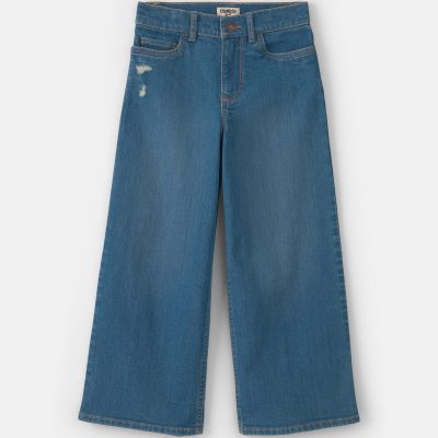 Girls Cropped Wide-Leg Jeans - Medium Wash