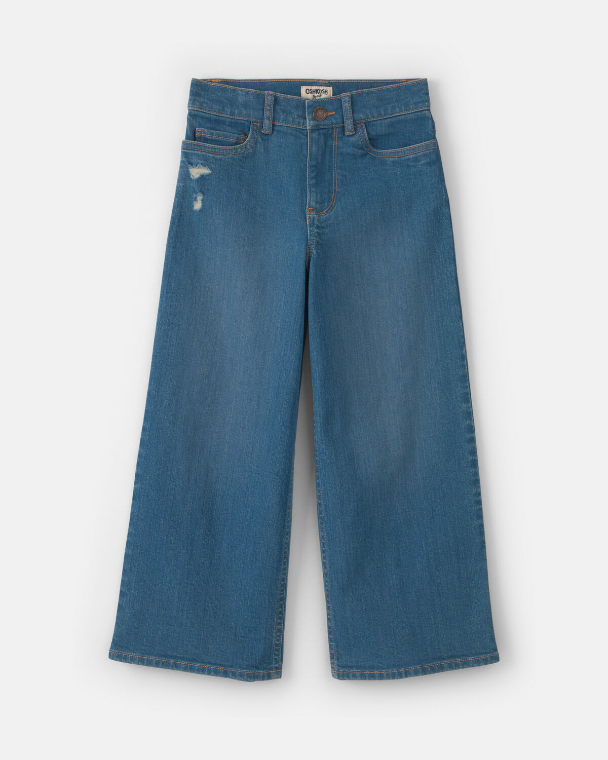 Girls Cropped Wide-Leg Jeans - Medium Wash