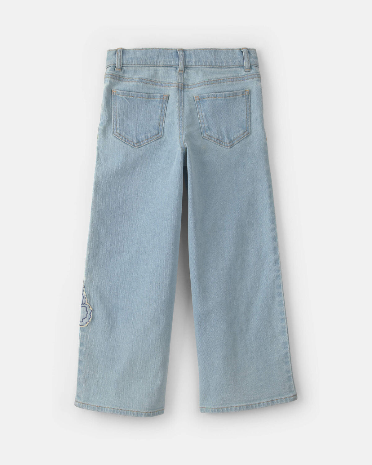 Girls Butterfly Cropped Wide-Leg Jeans - Light Wash - Image 2