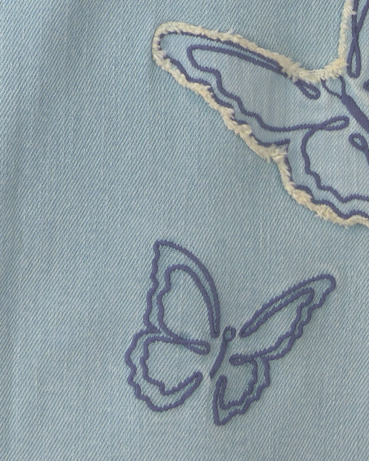 Girls Butterfly Cropped Wide-Leg Jeans - Light Wash - Image 3