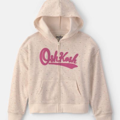 Girls Heart OshKosh Logo Fleece Zip-Up Hoodie - Cream