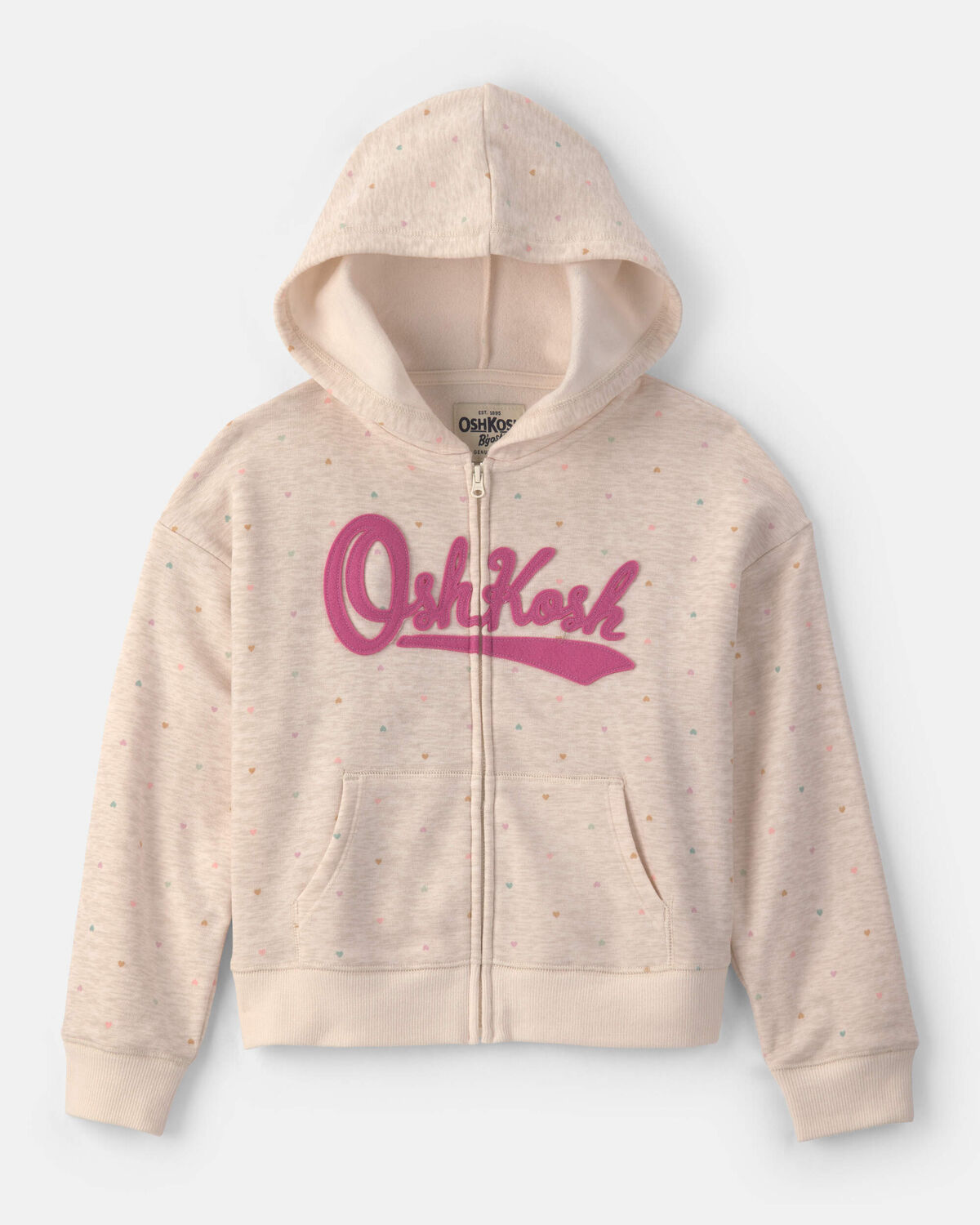 Girls Heart OshKosh Logo Fleece Zip-Up Hoodie - Cream