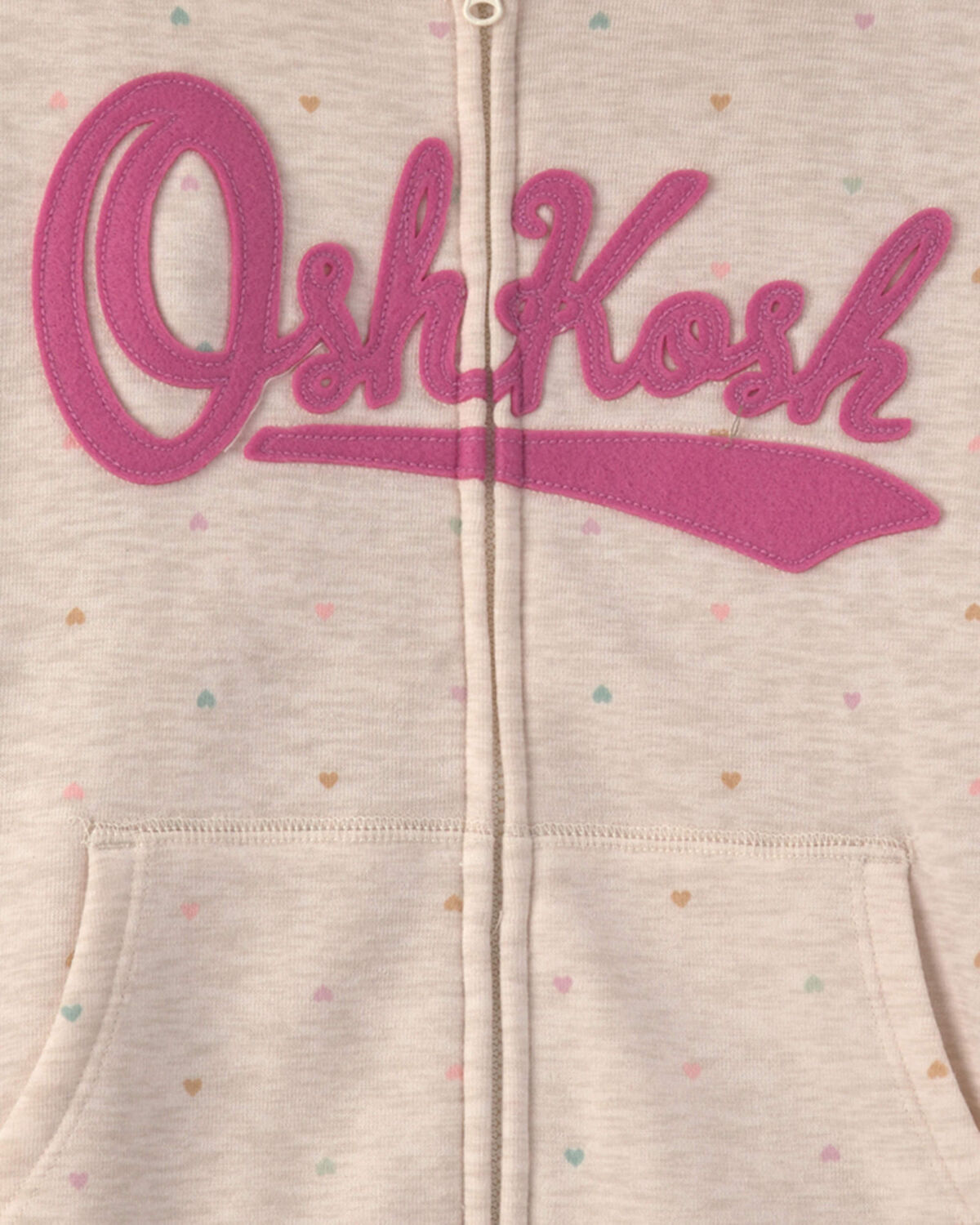 Girls Heart OshKosh Logo Fleece Zip-Up Hoodie - Cream - Image 2