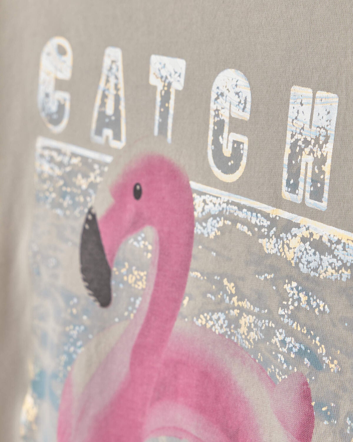 Girls 'Catch Me Poolside' Flamingo Oversized Graphic Tee - Cream - Image 2