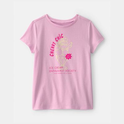 Girls 'Cherry Chic' Ice Cream Graphic Tee - Pink