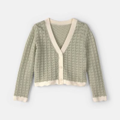 Girls Button-Down Knit Cardigan Sweater - Green