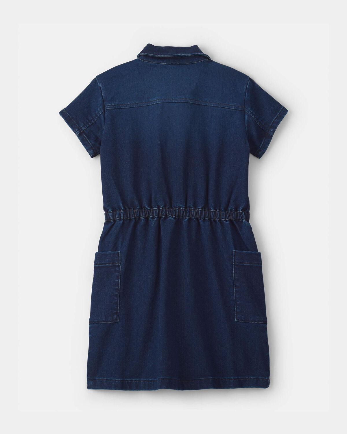 Girls Denim Button-Up Utility Dress - Dark Wash - Image 3
