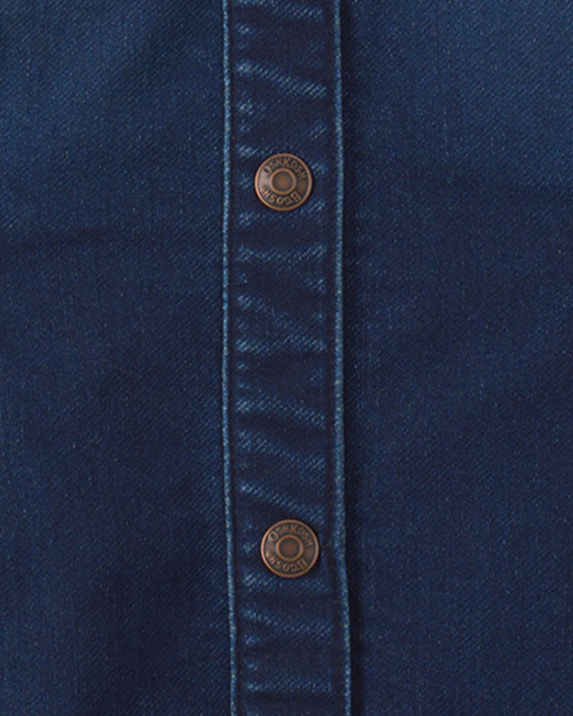 Girls Denim Button-Up Utility Dress - Dark Wash - Image 5