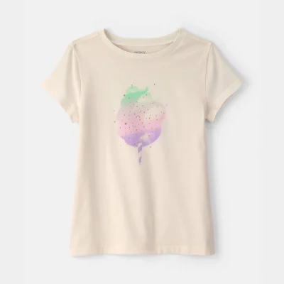 Girls Cotton Candy Graphic Tee - Cream